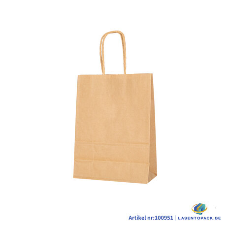 12x Papieren tas gedraaid handvat - 16cm x 22cm x 8cm Kraft 