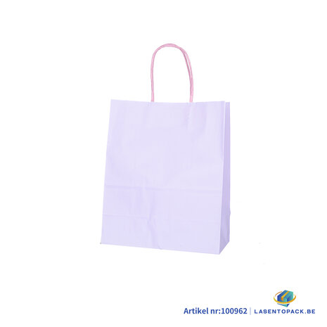 12x Papieren tas gedraaid handvat - 22cm x 27cm x 11cm Licht Paars 