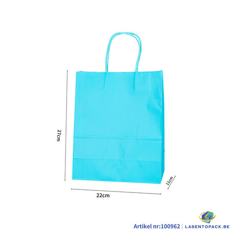 12X Papieren tas gedraaid handvat - 22cm x 27cm x 11cm Ciyan 