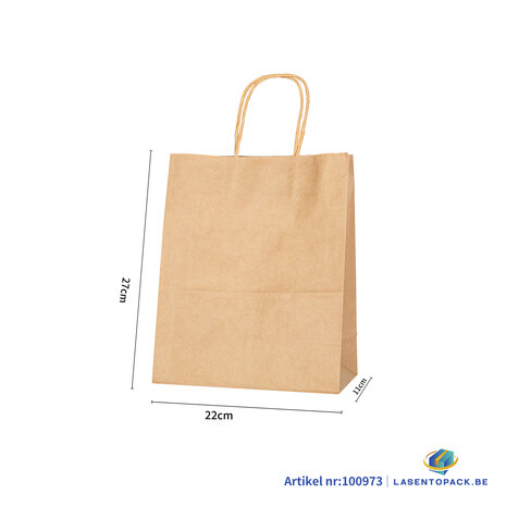 12x Papieren tas gedraaid handvat - 22cm x 27cm x 11cm Kraft 