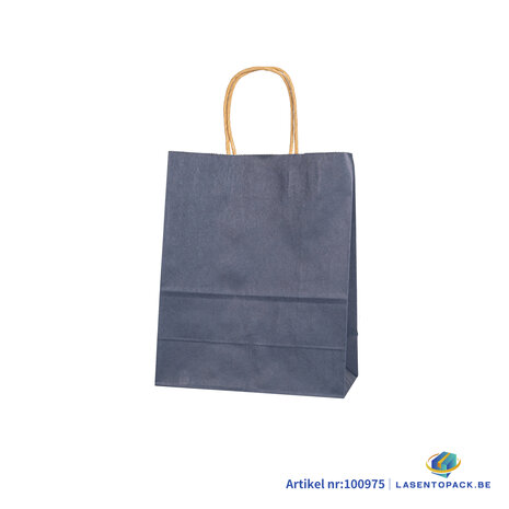 12x Papieren tas gedraaid handvat - 22cm x 27cm x 11cm Zwart 