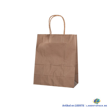 12x Papieren tas gedraaid handvat - 22cm x 27cm x 11cm Bruin 