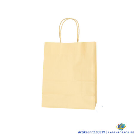 12x Papieren tas gedraaid handvat - 22cm x 27cm x 11cm Licht Geel 