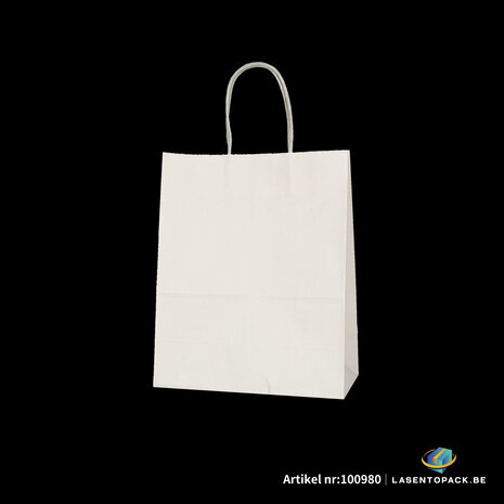 12x Papieren tas gedraaid handvat - 22cm x 27cm x 11cm Off White 