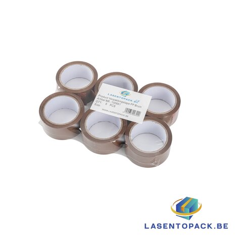 6x Verpakkingstape Bruin PP Plakband 48mmx66m 