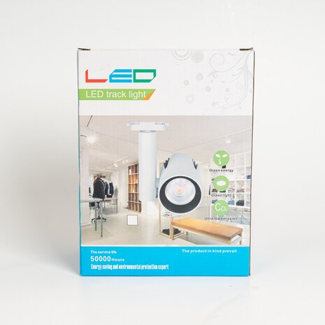 LED Railverlichting - Track Spot - 30W - Rond - Natuurlijk Wit 6000K - Zwart - Aluminium