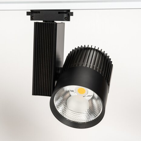 LED Railverlichting - Track Spot - 30W - Rond - Natuurlijk Wit 6000K - Wit - Aluminium