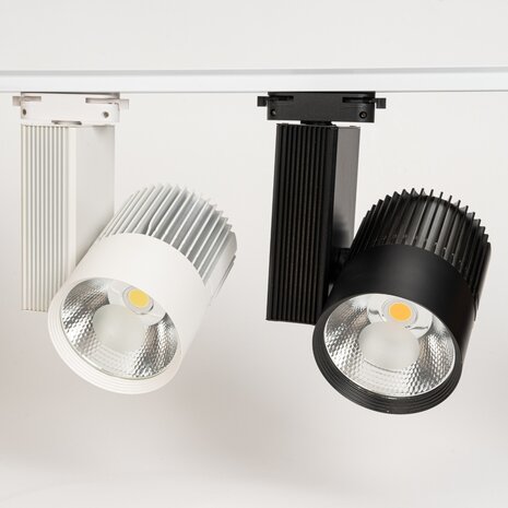 LED Railverlichting - Track Spot - 30W - Rond - Natuurlijk Wit 6000K - Wit - Aluminium