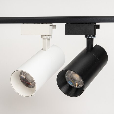 LED Railverlichting - Track Spot - 24W - Rond - Natuurlijk Wit 6000K - Zwart - Aluminium