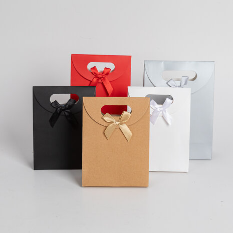 12x Luxe draagtas met uitgesneden handvat Wit 31.5cm x 23cm x 11cm 