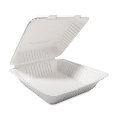 200x Menubox 1-vaks Groot 1500 ML suikerriet BIO  (Menu box 9 inch sugarcane) 231mm X 231mm X 79mm