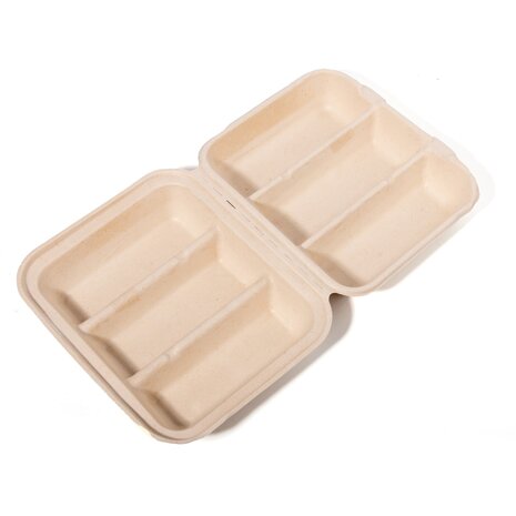 200x Taco Box voor takeaway van suikerriet (BIO) &ndash; 212mm x 183mm x 82mm