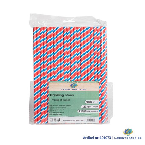 100x BIO Papieren rietjes 8mm x 230mm Twist