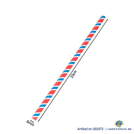 100x BIO Papieren rietjes 8mm x 230mm Twist