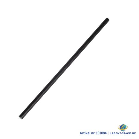 100x BIO Papieren rietjes 8mm x 240mm Zwart