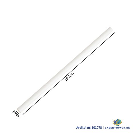 100x BIO Papieren rietjes 8mm x 197mm Wit