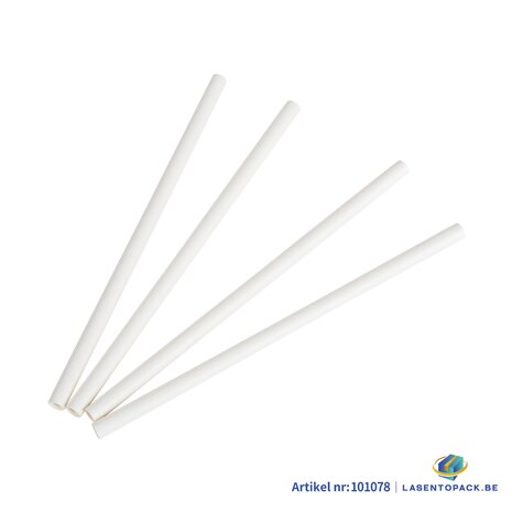 100x BIO Papieren rietjes 8mm x 197mm Wit