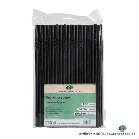 100x BIO Papieren Buigrietjes 6mm x 240mm Zwart Buigbaar