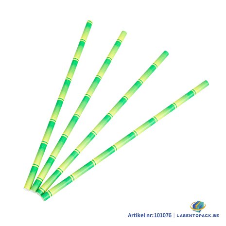 100x BIO Papieren rietjes 6mm x 197mm Palm Model