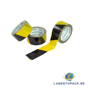 6x Universal waarschuwingstape 66m x 48mm geel/zwart. 