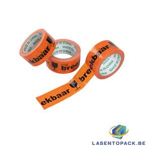 6x Verpakkingstape Breekbaar / Fragile 48mm x 66m Oranje 