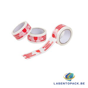6x Verpakkingstape Breekbaar / Fragile / Zerbrechlich 50mm x 66m Wit.