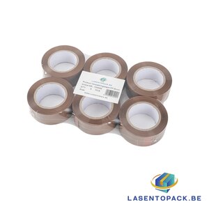 6x Verpakkingstape Bruin PP Plakband 48mmx 144m.